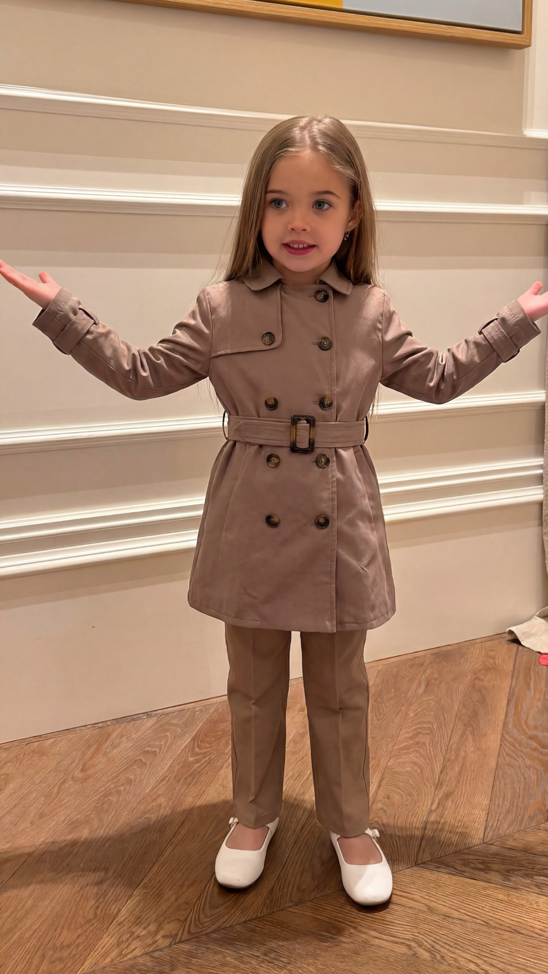 ensemble Trench et pontalon fille mi langue