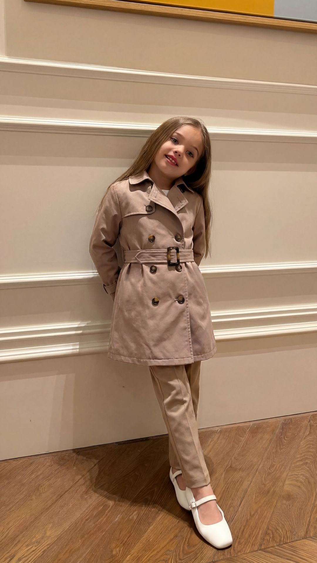 ensemble Trench et pontalon fille mi langue