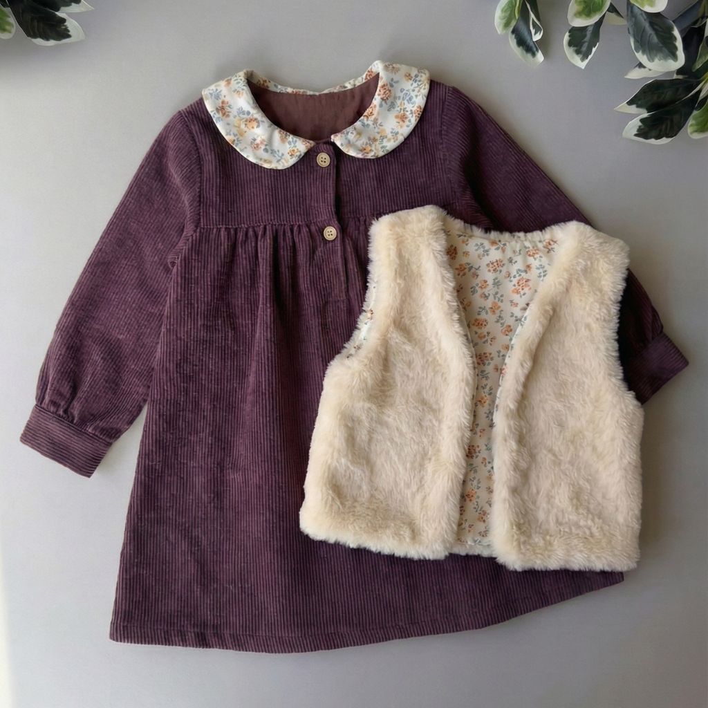 Robe pour fille rose avec gilet