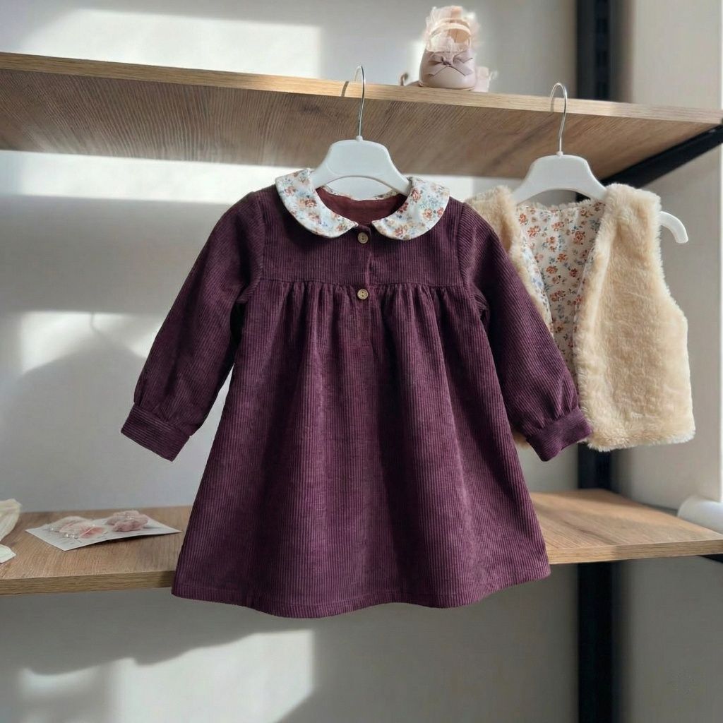Robe pour fille rose avec gilet